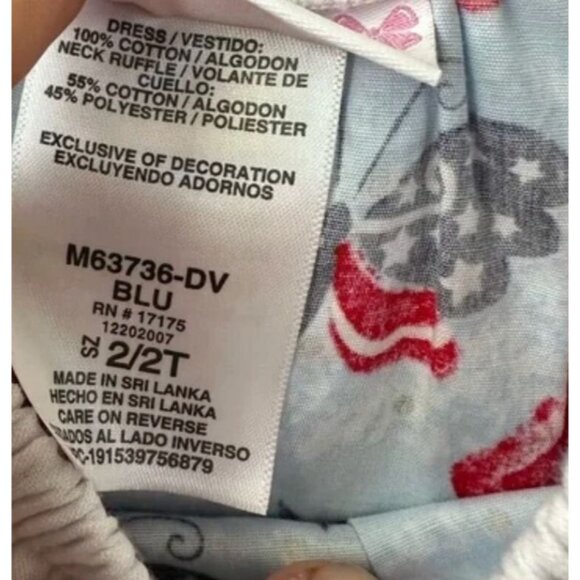 Bonnie Jean Girls Patriotic Popsicle Dress Ruffle Neck Size 2/2T Americana Summe - Picture 4 of 4